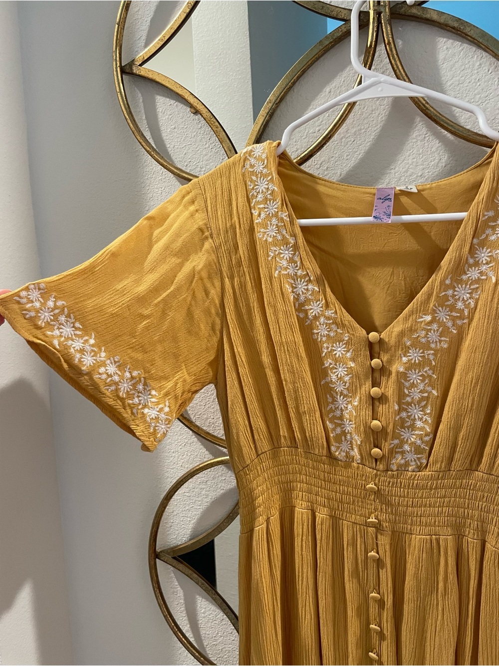 Mustard Yellow Button-Front Maxi Dress - Picture 3 of 5